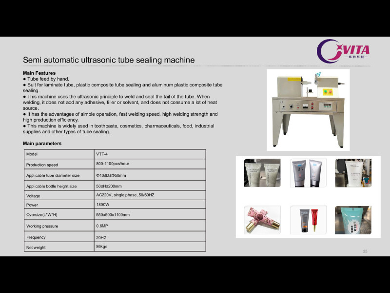 Semi automatic ultrasonic tube sealing machine