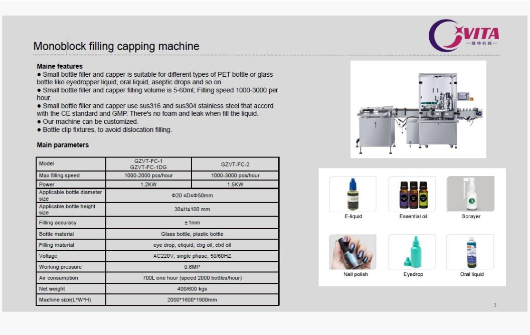 Monoblock filling capping machine